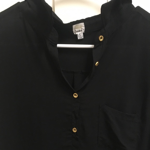 Black Collared Long Sleeve Button Down Top - Picture 8 of 10